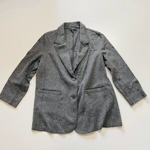 Talbots Jacket Coat Blazer Wool Grey Two Button Academic Librarian Plus Two 14W